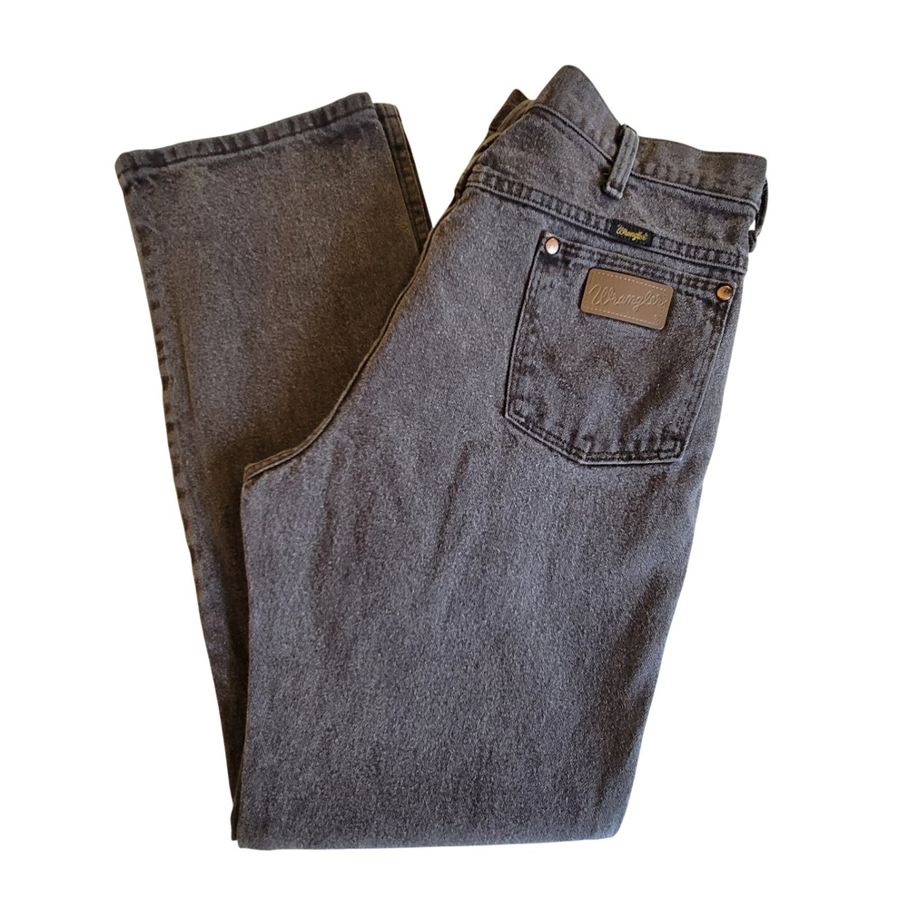 Wrangler Cowboy Cut Slim Fit Jeans Mens 36x32 Gray Straight Leg Denim 936KCL